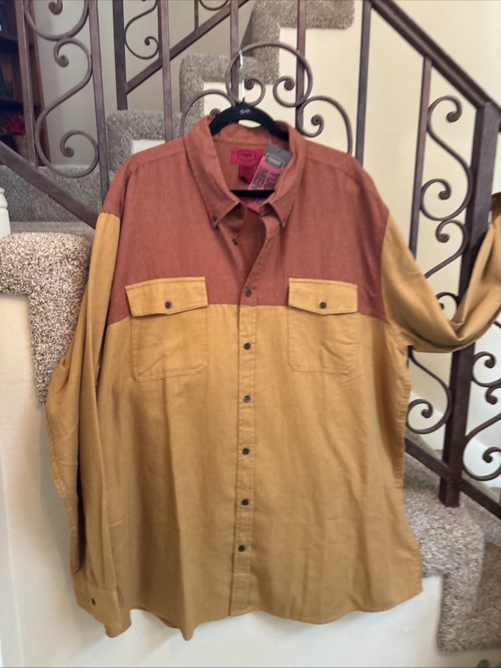 NEW Foundry Flannel Button Down Shirt Mens Size 2X Dusty Brown Long Sleeve $50